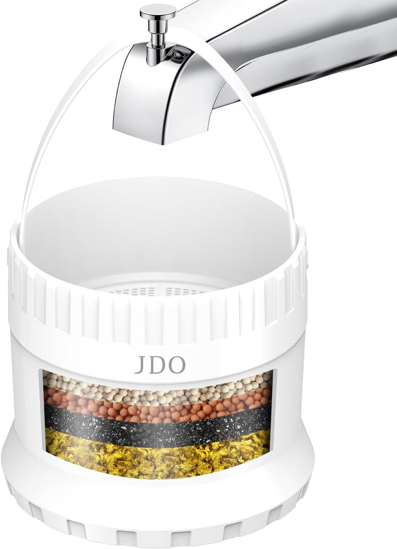 JDO فلتر الحمام لحوض الاستحمام 2500 جالون، فلتر مياه حوض استحمام بتصميم فتحات كبيرة مطور (15 لتر/دقيقة) يناسب جميع صنابير حوض الاستحمام، مزيل للماء العسر، صديق للبشرة الحساسة والشعر الجاف - Image 1